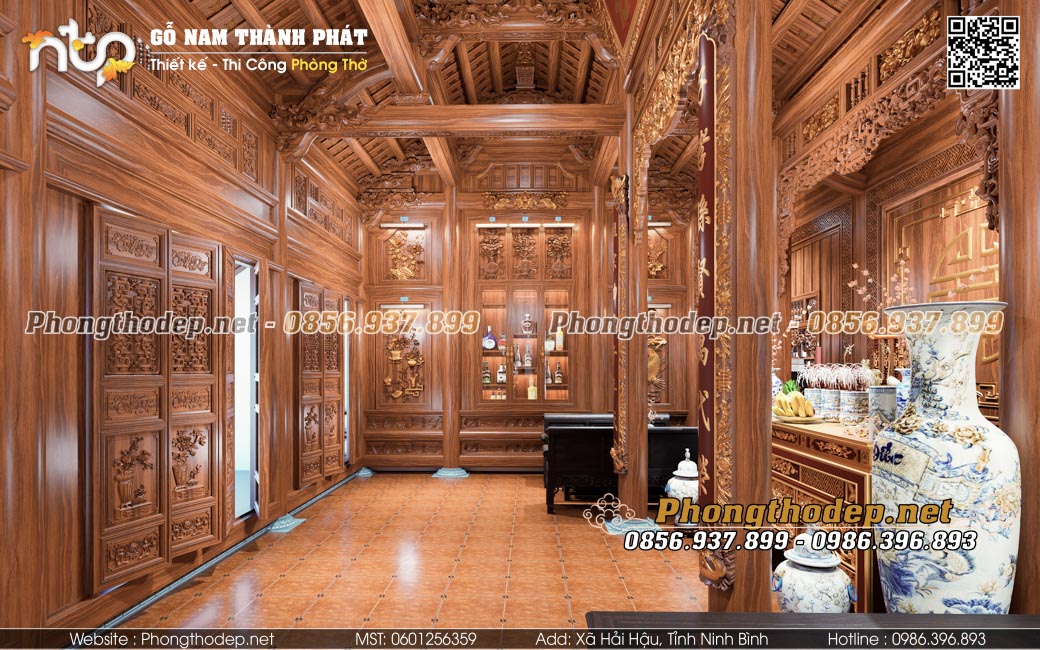 Bố trí vách thuận nhà gỗ 3 gian
